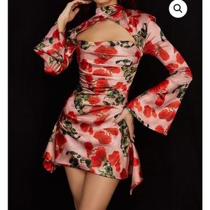Toira Rose print draped corset dress House of CB